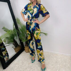 Zara Floral Print Short-Sleeve Jumpsuit